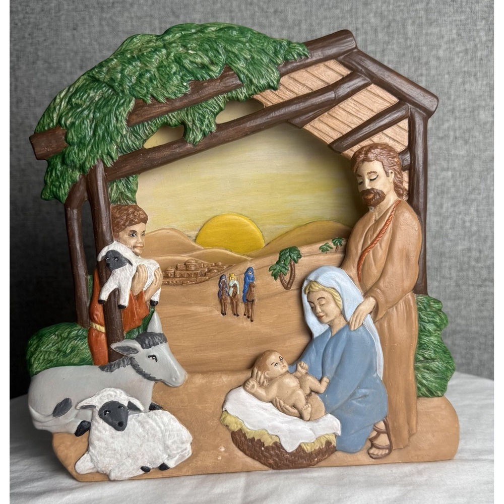 Vintage 80s/90s Tampa Bay Mold Co Christmas NATIVITY Night Light Ceramic 3D